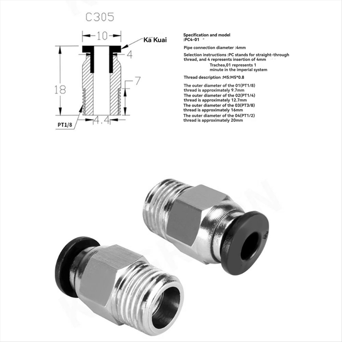 【A60I】 PC4-M10 Male Straight P - Ptfe Tube 评论和价格
