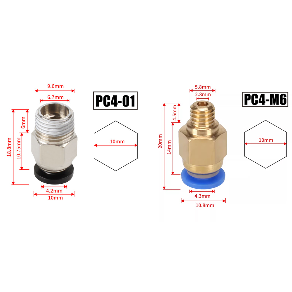 10pcs/lot PC4-M10 Pneumatic Co - Bowden Tube 评论和价格
