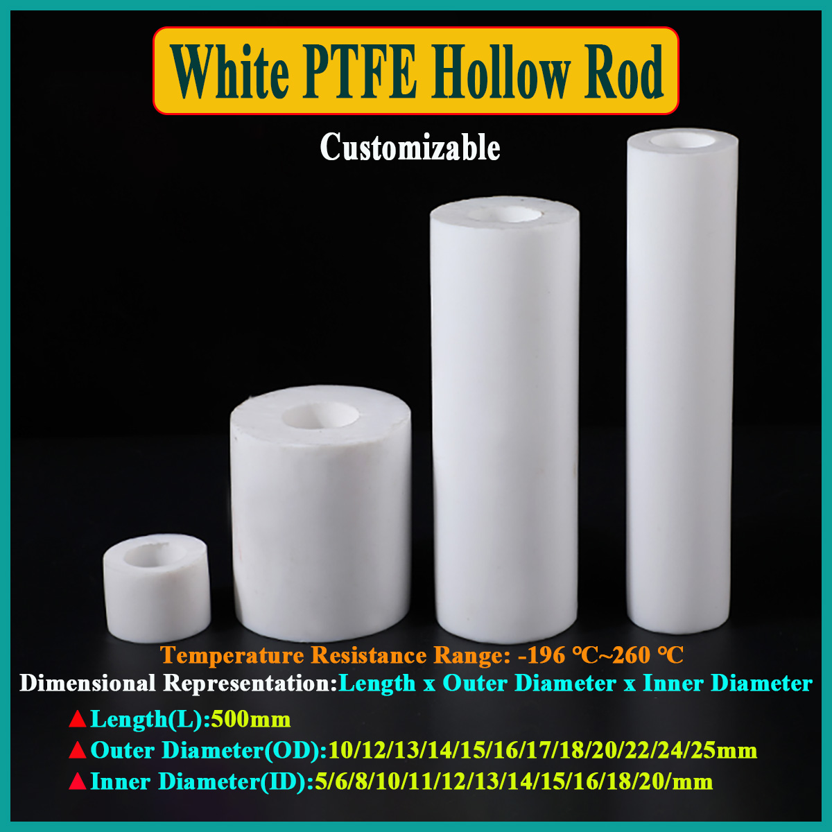 1Pcs White PTFE Hollow Rod Pol - Ptfe Tube 评论和价格